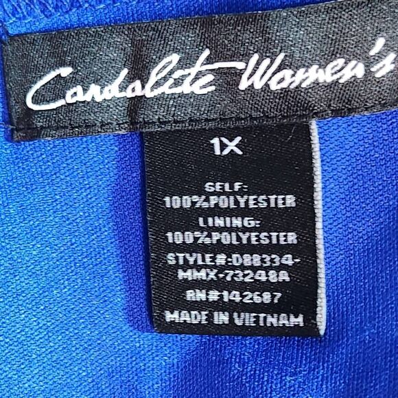 Candalite Blue Floral Dress Size 1X Plus Size Wedding Guest Dress - Picture 8 of 10